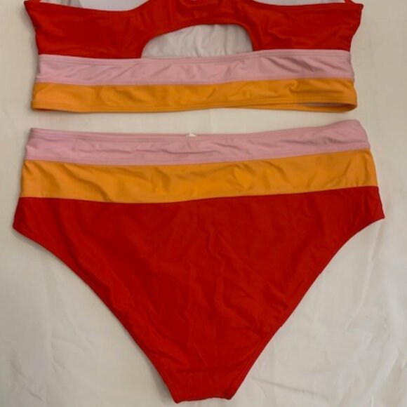 Red, Pink, and Orange High Waist Bikini - Picture 2 of 3